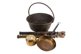 A small group of assorted vintage copper and brassware.