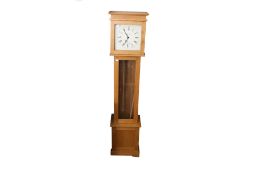 A contemporary Richard Broad, Bodmin, Cornwall, England oak longcase clock.