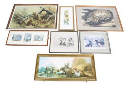 Seven 19th century and later paintings and prints. Including a P.