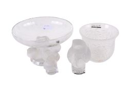 A group of four assorted Lalique glass items.