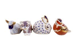 Four Royal Crown Derby animal paperweights.