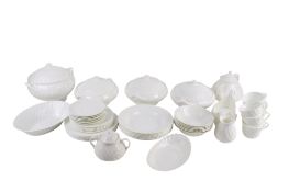 A part Wedgwood white dinner and tea service, mostly for six.