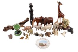 A collection of assorted vintage animal figures.