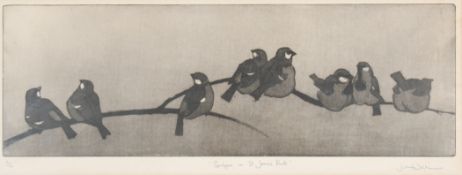 A signed limited edition print of birds 'Spadgen in St James Park'.