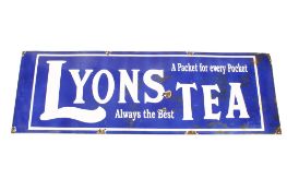 A large 'Lyons Tea' enamel advertising sign 122cm x 40cm All items in this auction are sold as seen,