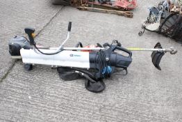 A group of garden power tools. To include a Mitox petrol hedge trimmer, a Max Allister electric leaf