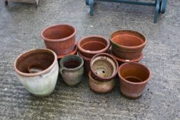 A collection of terracotta plant pots. Various shapes and sizes, max H33cm C35cm. (12) All items