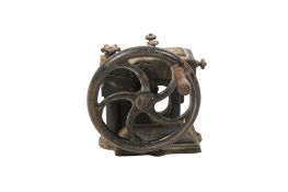 A vintage cobblers / leather workers roller cutting machine stamped 'RODI'. H26cm All items in