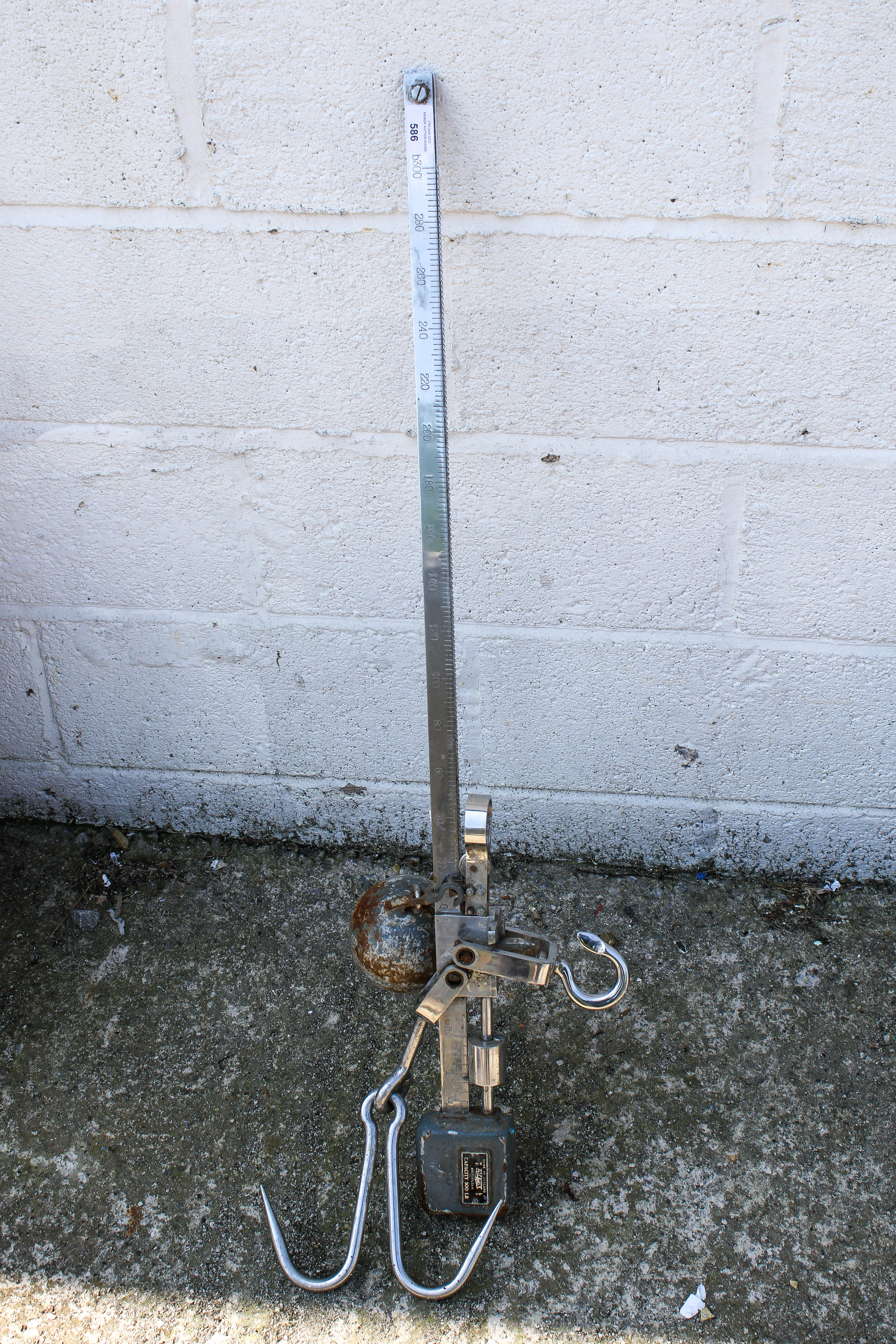 A set of W & T Avery 300lb butcher's steelyard balance scales. L102cm. All items in this auction are