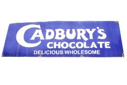 A large 'Cadbury's Chocolate' enamel advertising sign. Single sided. H41cm W122cm. All items in this
