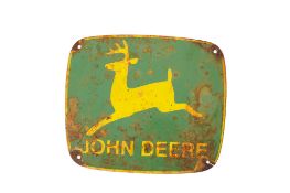 A John Deere enamel advertising sign. Single sided. H24cm W28cm. All items in this auction are