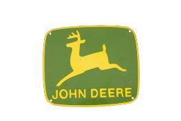 A John Deere enamel advertising sign. Single sided. H24.5cm W28.5cm. All items in this auction are