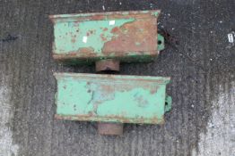 A pair of green painted cast iron drainage hoppers. W56cm H23cm D19cm. All items in this auction are