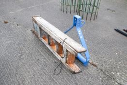 A blue painted three-point towing hitch and wooden stepladders. Erected ladder height 110cm. All