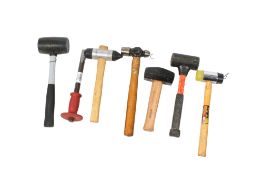 A group of assorted hammers All items in this auction are sold as seen, We are unable to provide