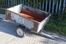 A single axle garden trailer. Bed size H30cm x W110cm x D84cm