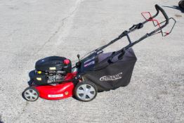 A Frisky Fox petrol-powered lawn mower. Powered by Wolf 4 Blade Quad-Cut. L80cm (excluding basket
