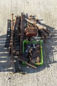A collection of assorted vintage door and gate metalwork. Including hinges for farm gate, etc, All