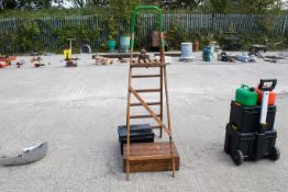 Two vintage tool boxes and contents with a wooden stepladder. All items in this auction are sold