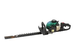 A petrol-powered Gardenline hedge trimmer. Model Number XYZ442/2016UK. Blade length 63cm. All