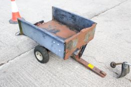 A single axle trailer for a ride on mower. Bed size H30cm x W104cm x D83cm All items in this auction