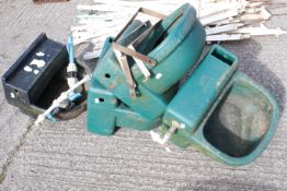 Four plastic watering troughs. Including three JFC. H40cm All items in this auction are sold as