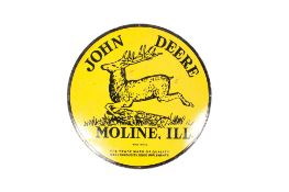 A large circular John Deer enamel advertising sign. Single sided. C76cm. All items in this auction
