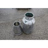 A milk churn and bucket. Both without lids. Max height 65cm.