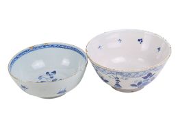 Two mid-18th century blue and white English Delftware bowls.