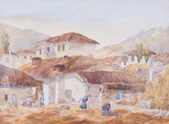 David Garrick Wishart (1884-1965), watercolour, rural village scene. Signed and dated 'D. G.