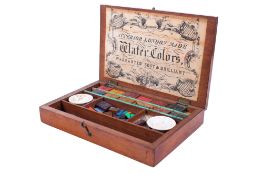 An early 20th century 'London Made' mahogany artists box.