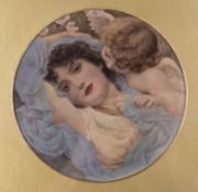 Norman Prescott Davies British (1862-1915) 'Love's Whispers' glass portrait over painted print, ,