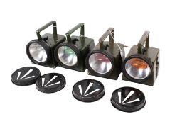 Four military Bardic Systems Ltd lamps.