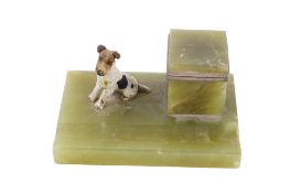 An Art Deco onyx desk stand.