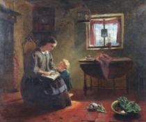 Henry Stanier (British, 1832-1892) 'The Bedtime Book', oil on canvas.