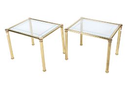 A pair of 20th century brass framed side tables.