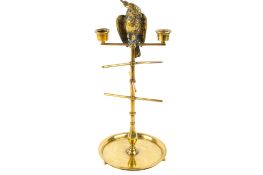 A mid-19th century brass cotton sewing reel stand, probably French.