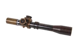 A British No 32 Mk II sniper scope for a Lee Enfield sniper rifle. Marked 'TEL SIGHTING N°32 Mk.