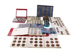 A collection of assorted pre decimal coins.