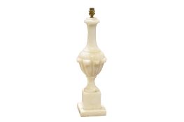 A 20th century white marble lamp base.