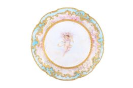 An early 20th century French hand painted cabinet plate.