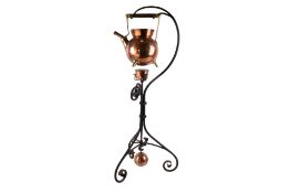 A late 19th century Aesthetic movement spirit kettle and stand.
