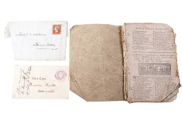 A volume of Robin Hood's Garland and relevant Victorian paperwork.