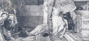 After Sir Lawrence Alma-Tadema, late 19th century etching by P Rajan of the death of Caligula.