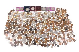 A collection of world coins.