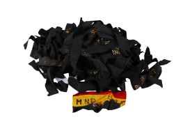 A collection of approximately 68 assorted Royal Navy and other hat bands.