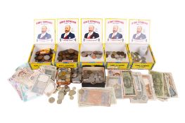 A collection of assorted 20th century World coins and banknotes.