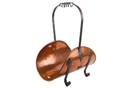 A vintage copper log basket.