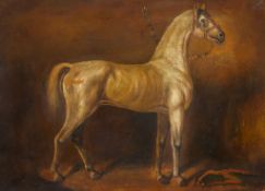A 19th century oil on canvas, portrait of a horse. Unsigned, the verso indistinctly signed, 30.