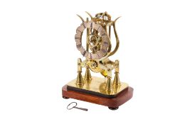 A 19th century brass skeleton mantel timepiece.